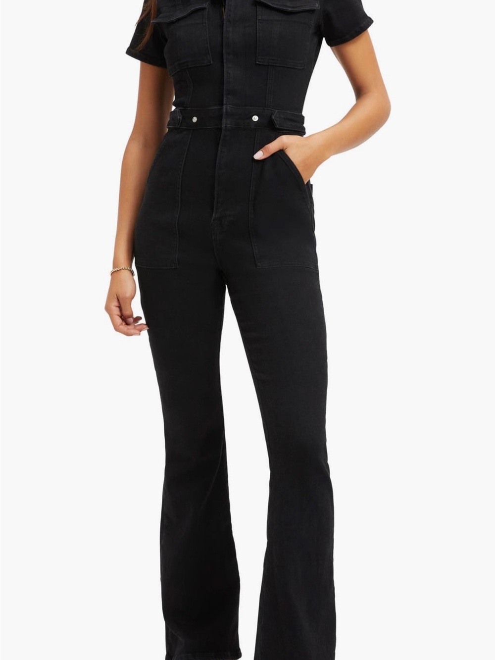 Women's High-Waist Black Denim Jumpsuit Jeans - Fit For Success
